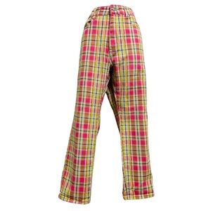 MOMOKROM Pink & Green Plaid Jeans Size US 10 | UK 14